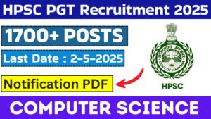 HPSC PGT Computer Science Recruitment 2025