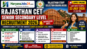 Rajasthan CET Senior Secondary Level Recruitment 2026