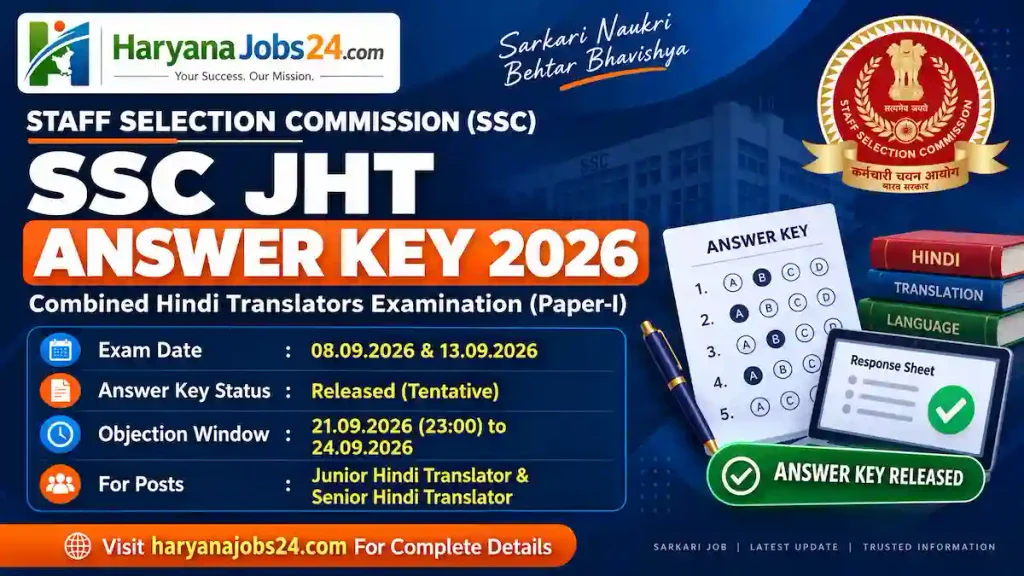 SSC JHT Answer Key 2026