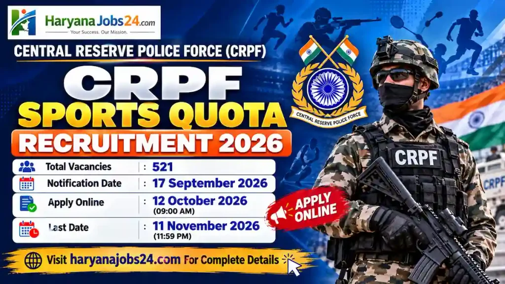 CRPF Sports Quota Recruitment 2026