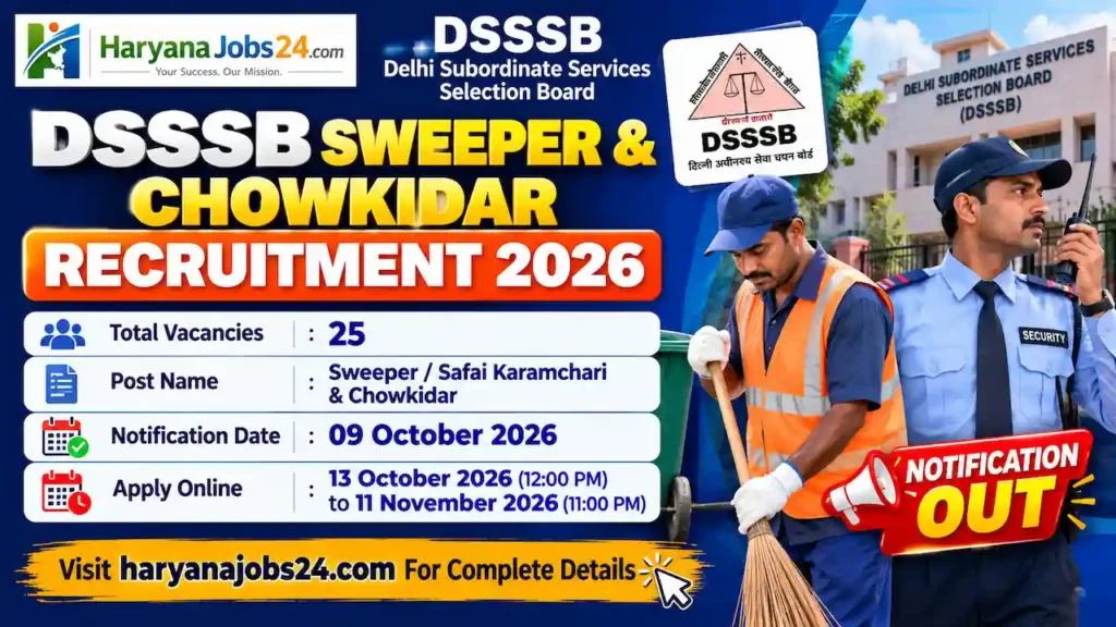 DSSSB Sweeper and Chowkidar Recruitment 2026