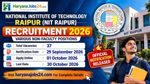 NIT Raipur Non Teaching Recruitment 2026